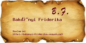 Bakányi Friderika névjegykártya